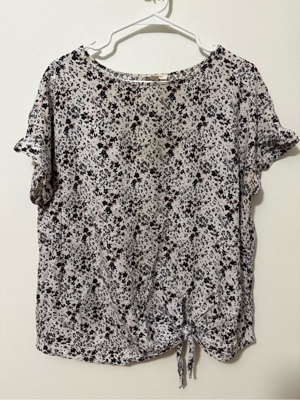beachlunchlounge Light Pink Floral Short Sleeve Tie-Hem Top